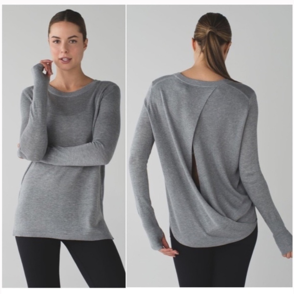lululemon • bring it backbend open back sweater grey